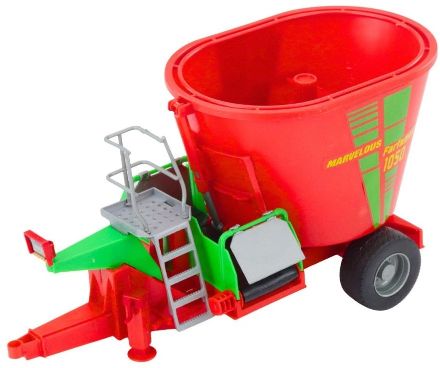 Lean Toys Žalias traktorius su priekaba ir pašarų maišytuvu