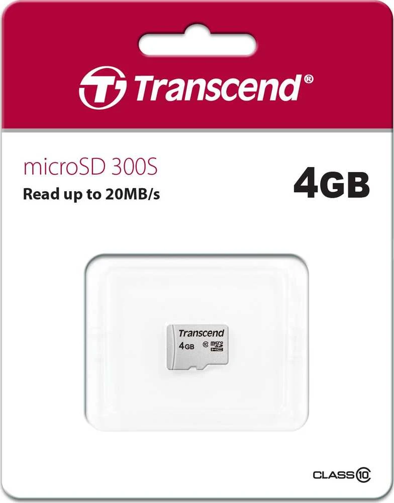 Atminties kortelė TRANSCEND 4GB Micro SD kortelė be adapterio, 10 klasė