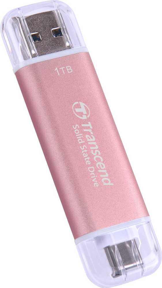 TRANSCEND ESD310P 1TB Išorinis kietasis diskas SSD USB 10Gbps Type C/A Rožinė