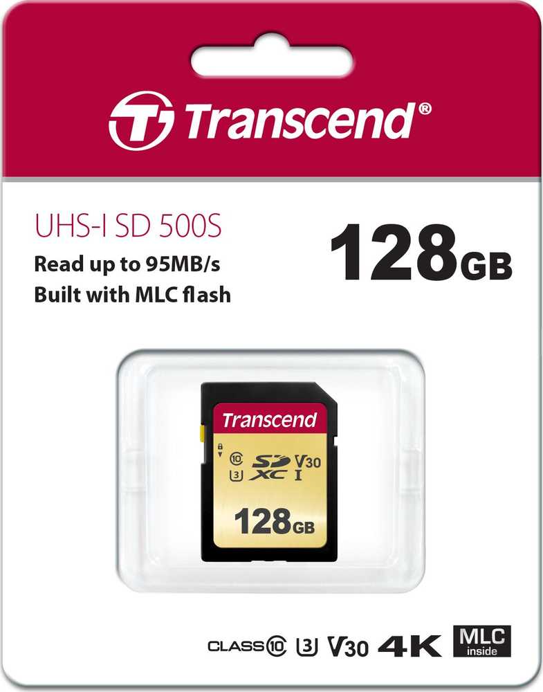 Atminties kortelė Transcend SDXC SDC500S 128GB CL10 UHS-I U3 Up to 95MB/S
