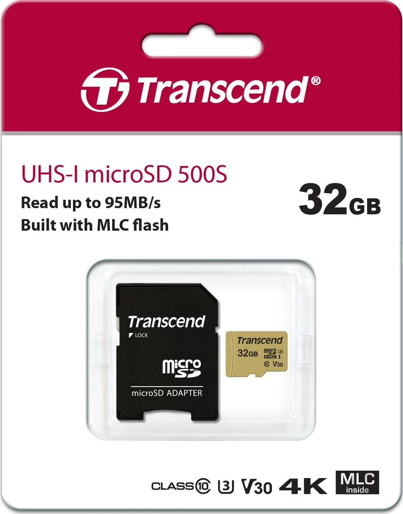 Atminties kortelė TRANSCEND 32GB UHS-I U1 Micro SD su adapteriu SD