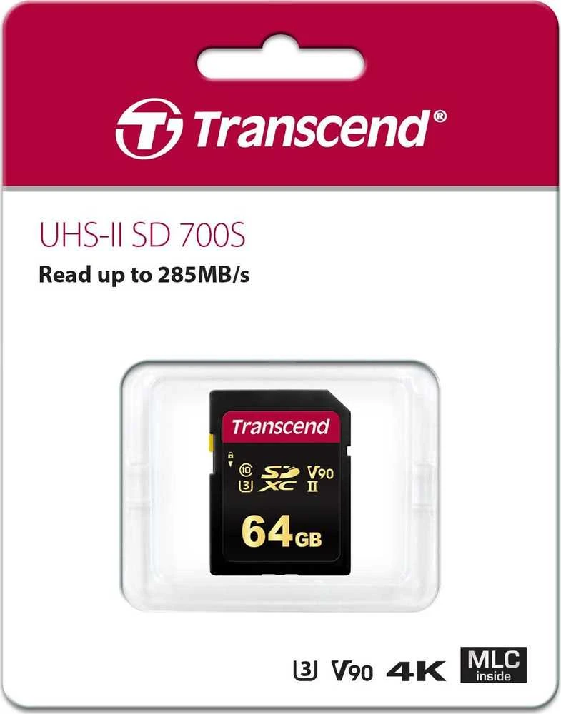 Transcend atminties kortelė 64GB SDXC 700S CL10 UHS-II U3, rašymo/rašymo 285/180MB/s