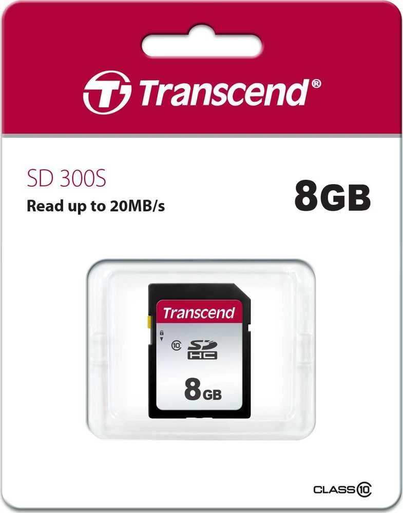 Transcend ‎TS8GSDC300S Atminties kortelė, 8GB, SDHC, C10 / 2D NAND Flash
