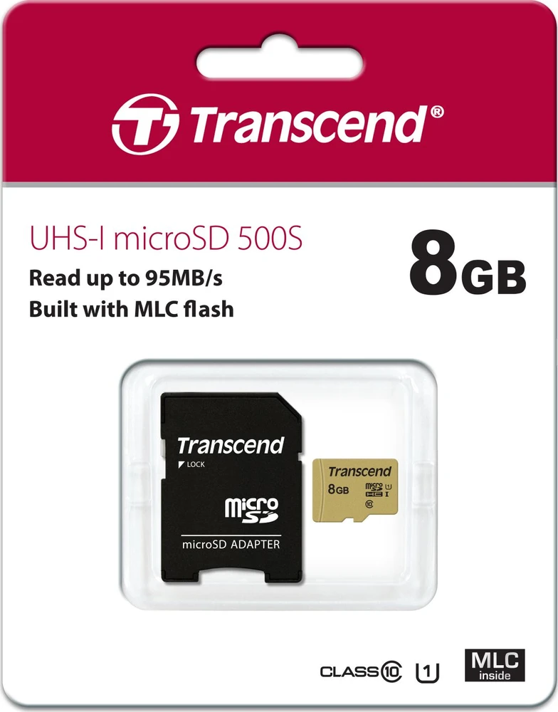 Atminties kortelė TRANSCEND 8GB UHS-I U1 Micro SD su adapteriu SD