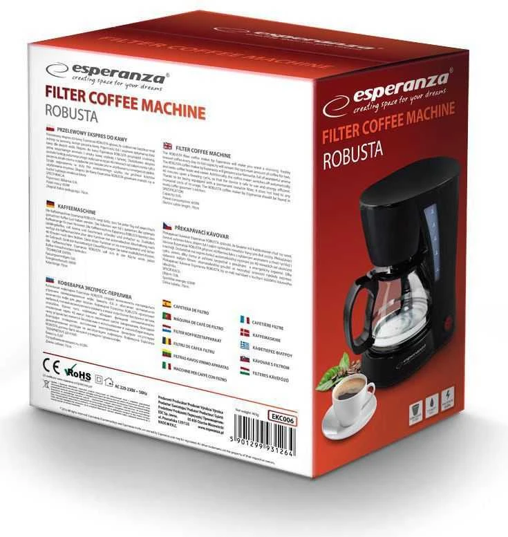 Kavos aparatas lašelinis Esperanza Robusta EKC006 (650W, juodos spalvos)