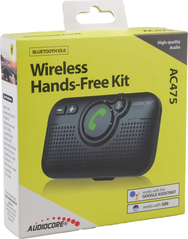 Rinkinys „Bluetooth 5.0 Audiocore“ laisvų rankų įranga, A2DP, 2 W garsiakalbis, palaiko „Google“ ir „Siri“, AC475