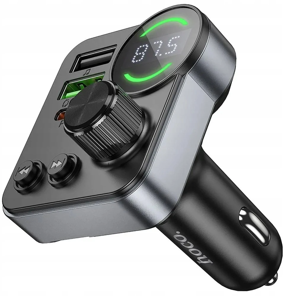 Automobilinis „Bluetooth“ siųstuvas Hoco 2 x USB A + USB C QC3.0 PD 48W E86 juodas