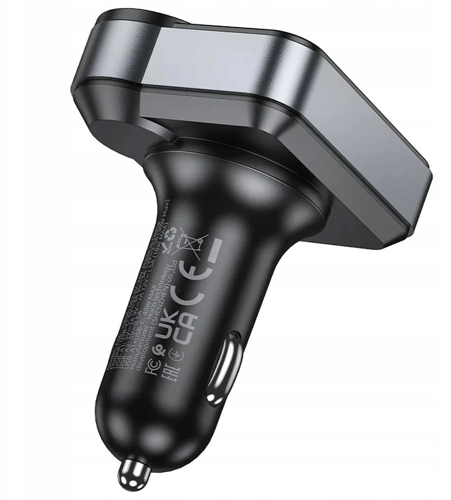 Automobilinis „Bluetooth“ siųstuvas Hoco 2 x USB A + USB C QC3.0 PD 48W E86 juodas