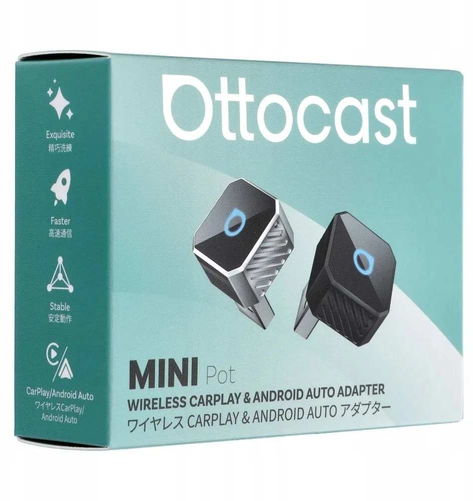 Wireless car adapter OTTOCAST Mini Cube T3 sidabrinis
