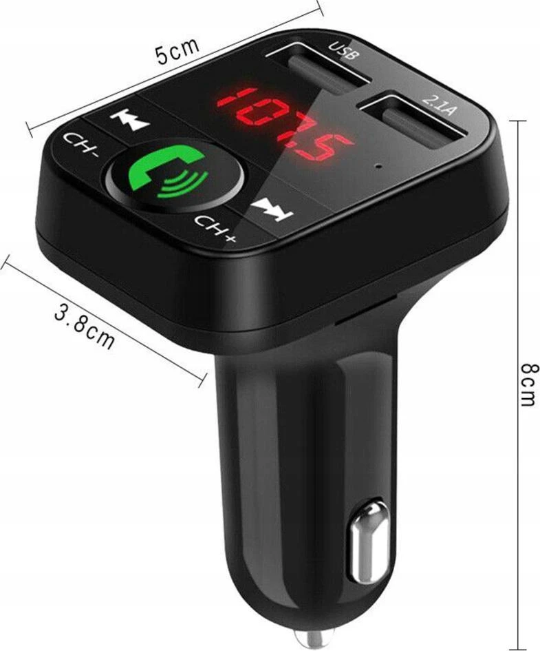 Transmiter „Bluetooth“ automobilio siųstuvas, FM įkroviklis, garso imtuvas, 2x USB, SD, MP3 - E089