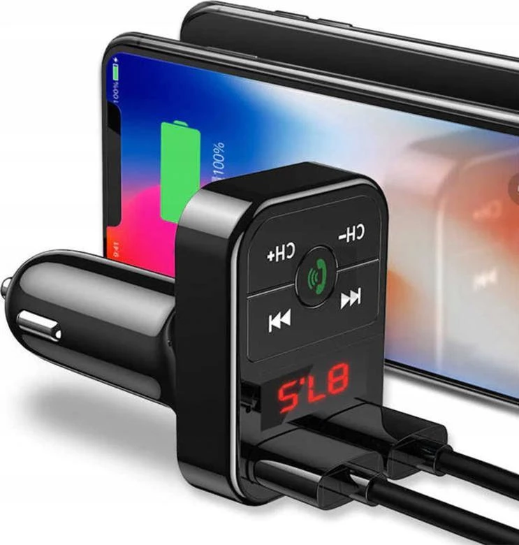 Transmiter „Bluetooth“ automobilio siųstuvas, FM įkroviklis, garso imtuvas, 2x USB, SD, MP3 - E089