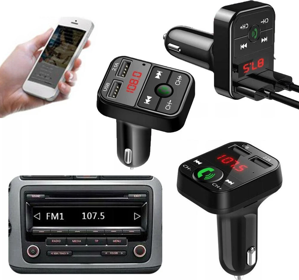 Transmiter „Bluetooth“ automobilio siųstuvas, FM įkroviklis, garso imtuvas, 2x USB, SD, MP3 - E089