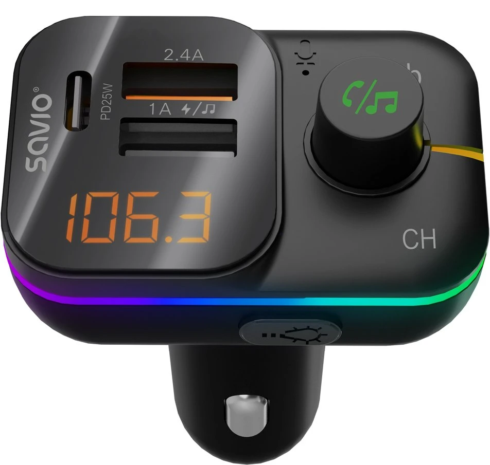 SAVIO TR-18 FM transmitter with Bluetooth and PD charger