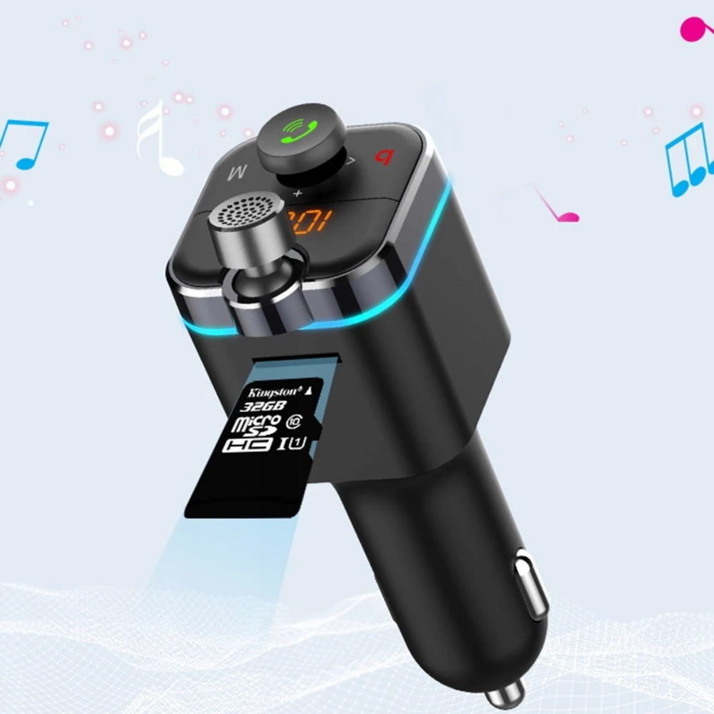 Transmiter „Bluetooth“ FM siųstuvas MP3 įkroviklis 2xUSB SD LCD - E665