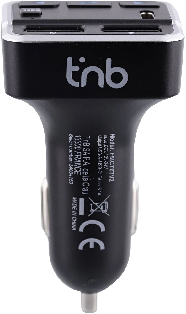 FM siųstuvas TnB FM 12–24 V Bluetooth USB įkroviklis laisvų rankų rinkinys automobiliui / Fmct07v2