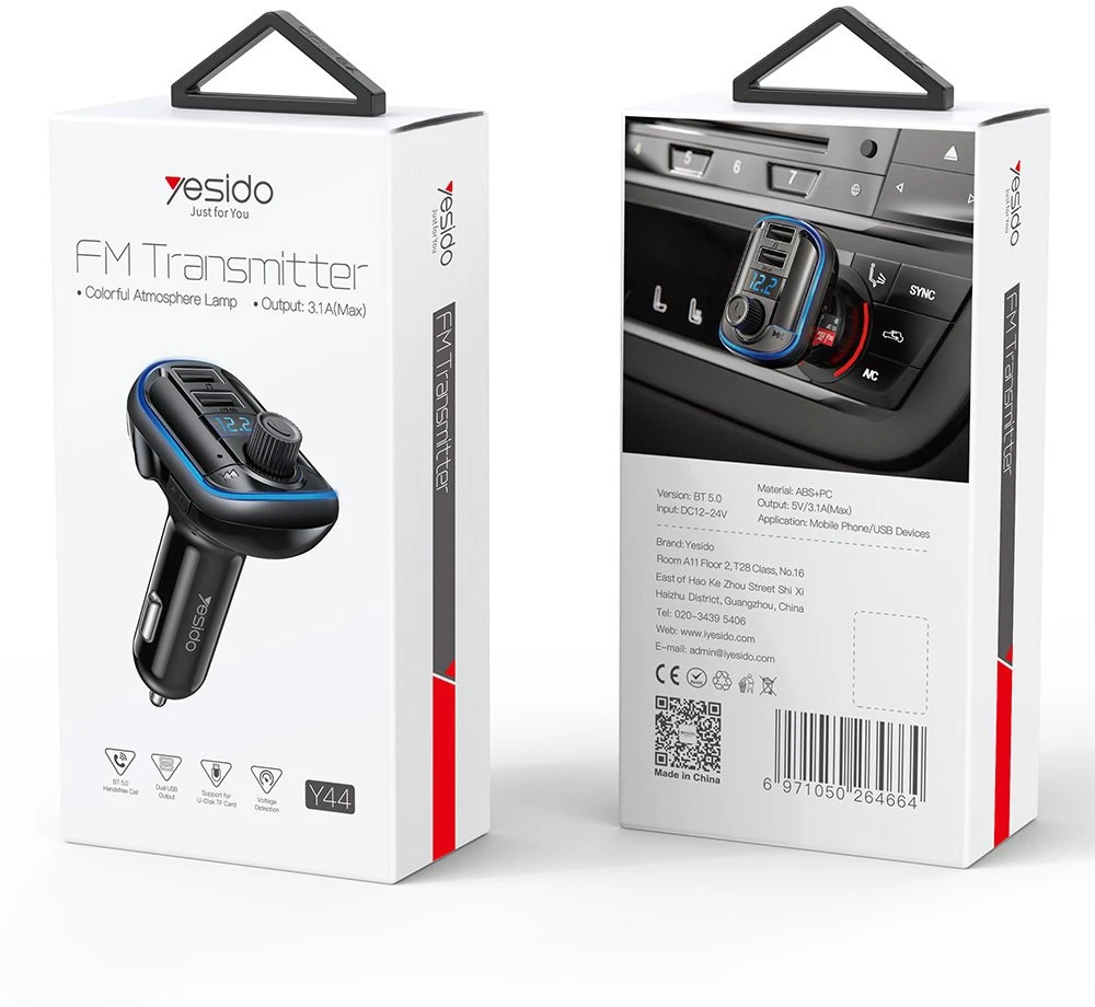 FM siųstuvas Yesido yesido FM modulatorius MP3 grotuvas Bluetooth Y44