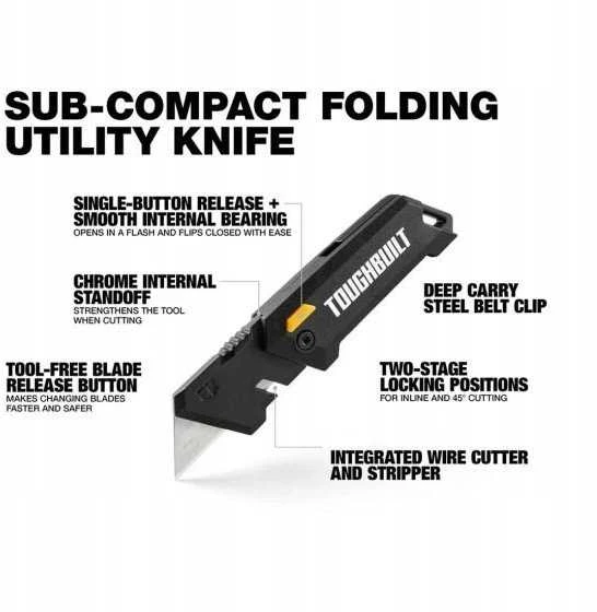 Trapecinis „ToughBuilt Sub-Compact“ sulankstomas universalus peilis TB-H4-12-C