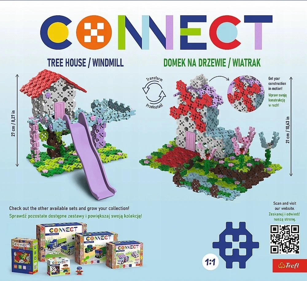 Trefl Konstruktorius 2in1 medinis namelis ir vėjo malūnas TREF