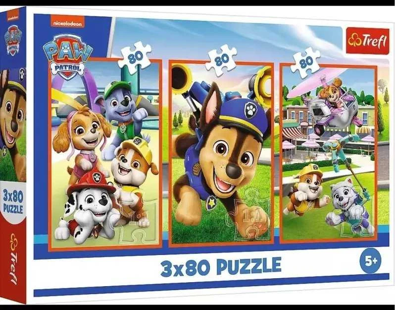 Dėlionė TREFL PAW PATROL Dėlionių rinkinys „Šunyčių komanda“, 3 x 80 det.
