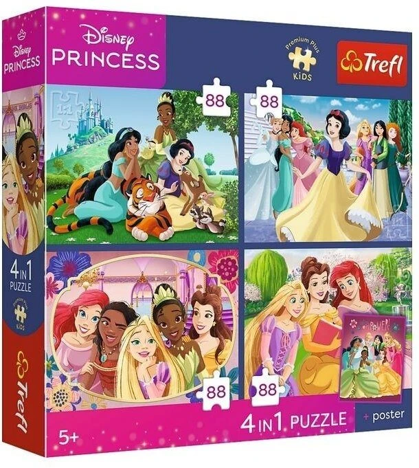 Trefl Dėlionė 4x88 PremPlus Kids Romantyczne księżn.34700