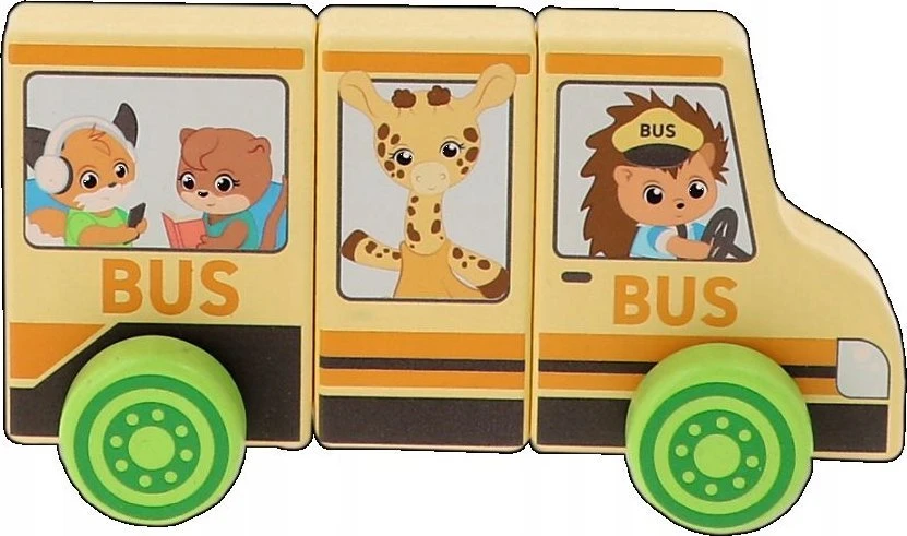 TREFL 61788 Medinis žaislas Magnetinė transporto priemonė - Mokyklinis autobusas Tiny Tails