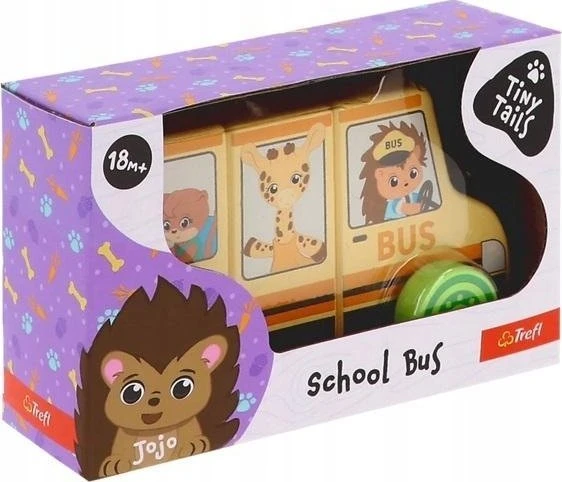 TREFL 61788 Medinis žaislas Magnetinė transporto priemonė - Mokyklinis autobusas Tiny Tails