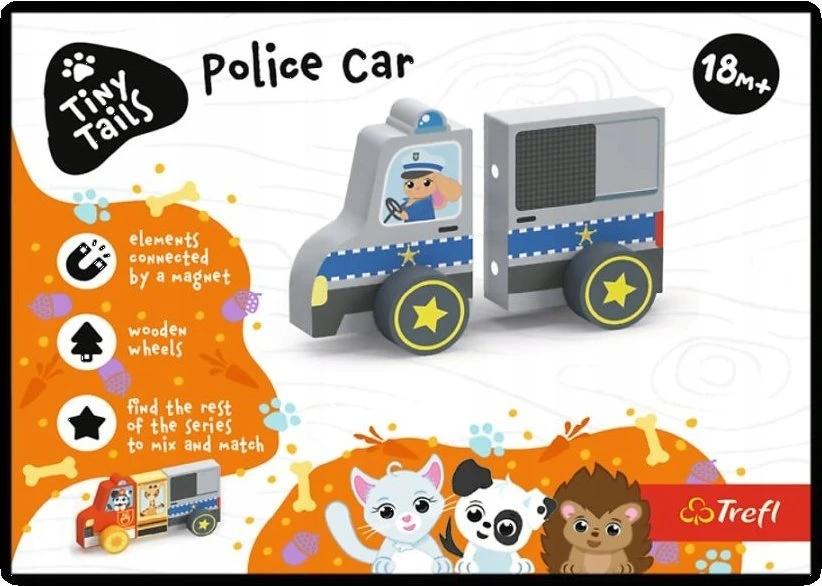 TREFL 61814 Medinis žaislas Magnetinė transporto priemonė - Policija Tiny Tails