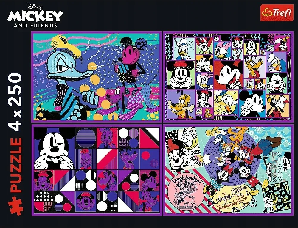 Trefl Dėlionė 4x250 vnt. - Disney Peliukas Mikis