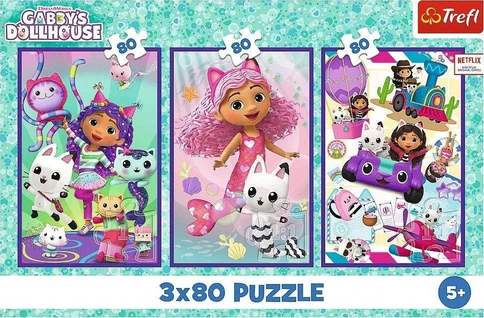Trefl Dėlionė 3x80 vnt. - Gabby's Dollhouse