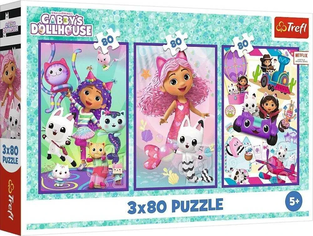 Trefl Dėlionė 3x80 vnt. - Gabby's Dollhouse