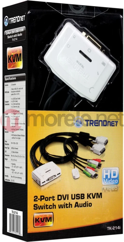 TRENDnet 2 PORT DVI GARSO KVM JUNGIKLIS (TK-214I) – Z010333