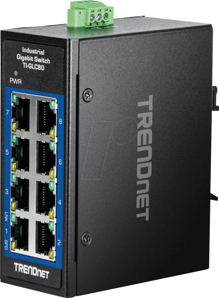 Šakotuvas Trendnet 8-PORT INDUSTRIAL GIGABIT - DIN-RAIL MINI SWITCH