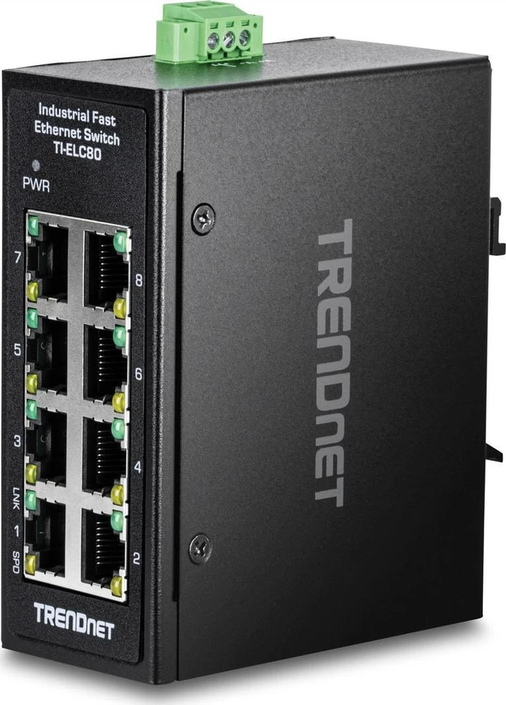 Šakotuvas Trendnet 8-PORT INDUSTRIAL FAST ETHERNE - DIN-RAIL MINI SWITCH