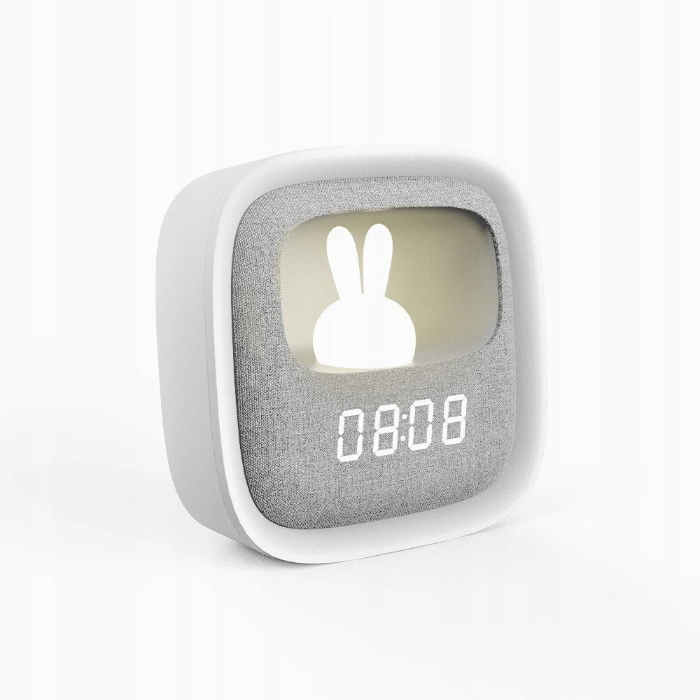 Žadintuvas su LED Bunny naktine lempute PURE FNL-06 AURORA baltos spalvos square Forever Light