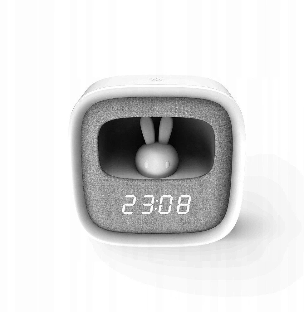 Žadintuvas su LED Bunny naktine lempute PURE FNL-06 AURORA baltos spalvos square Forever Light