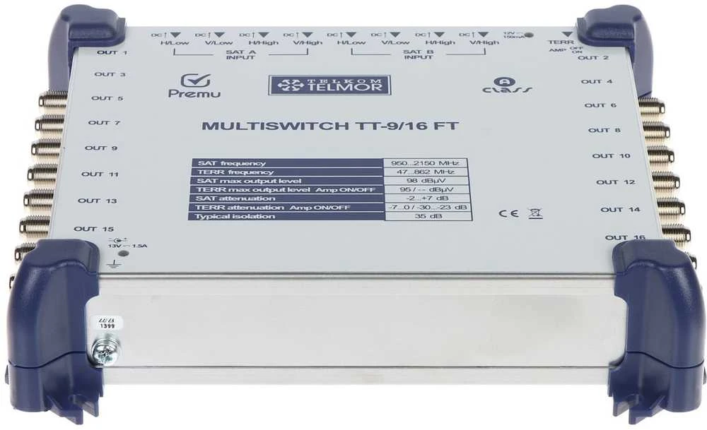Triax MULTISWITCH TT-9/16-FT-PREMU 9 ĮVESTYS / 16 IŠĖJIMŲ PREMU TELMOR