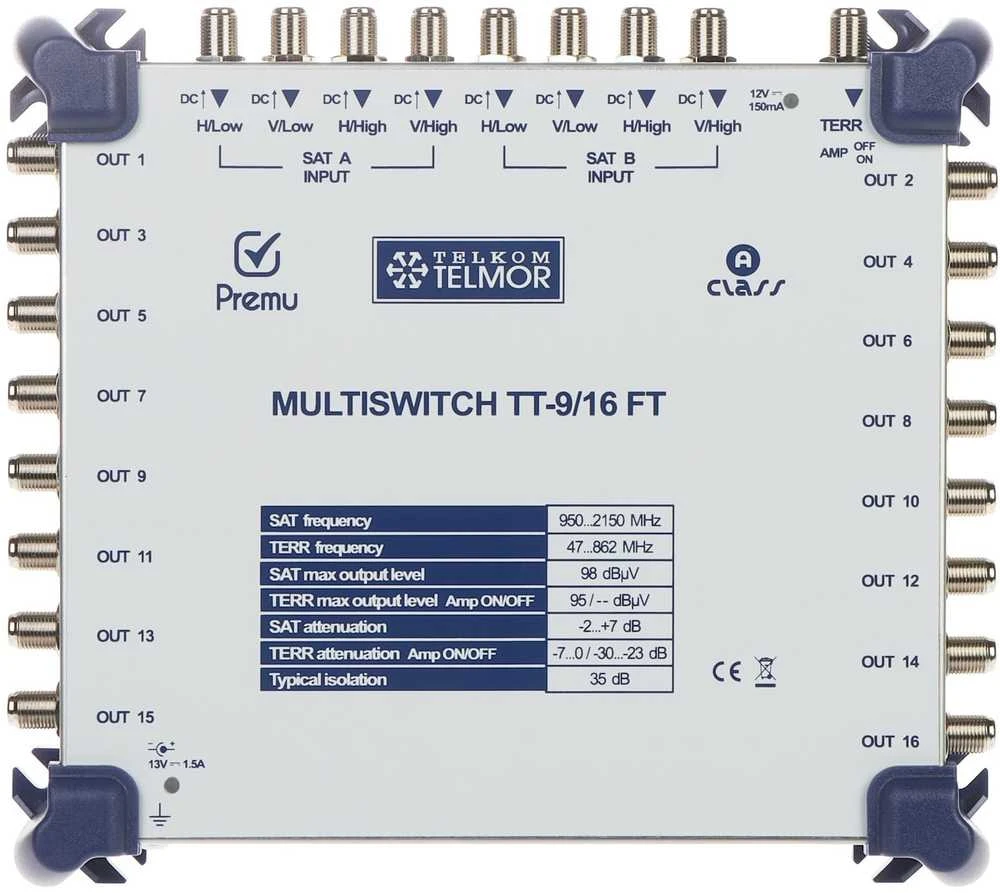 Triax MULTISWITCH TT-9/16-FT-PREMU 9 ĮVESTYS / 16 IŠĖJIMŲ PREMU TELMOR