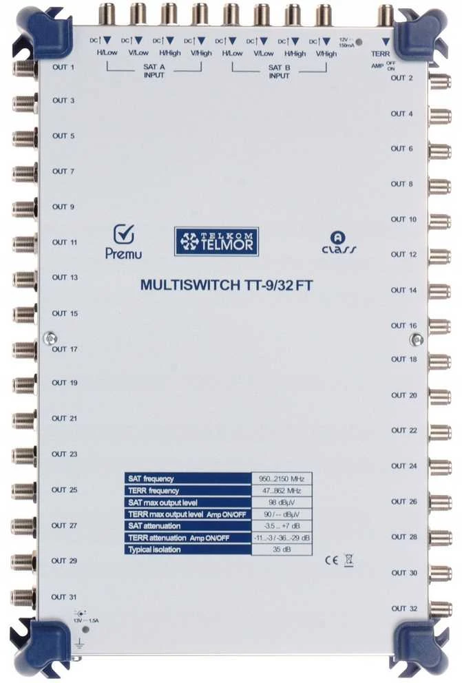 Triax MULTISWITCH TT-9/32-FT-PREMU 9 ĮĖJIMAI / 32 IŠĖJIMAI PREMU TELMOR