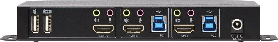 „Tripp Lite Eaton“ KVM komutatorius „Eaton Tripp Lite“ serija HDMI KVM, 2 prievadų 4K 60Hz 4:4:4, HDR, HDCP 2.2 palaikymas, IR nuotolinio valdymo pultas ir USB kabeliai - KVM/garso/USB komutatorius - 2 x KVM/garso/USB - 1 vietinis vartotojas - darbalaukio versija