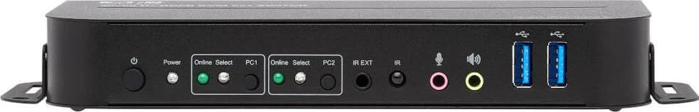 „Tripp Lite Eaton“ KVM komutatorius „Eaton Tripp Lite“ serija HDMI KVM, 2 prievadų 4K 60Hz 4:4:4, HDR, HDCP 2.2 palaikymas, IR nuotolinio valdymo pultas ir USB kabeliai - KVM/garso/USB komutatorius - 2 x KVM/garso/USB - 1 vietinis vartotojas - darbalaukio versija