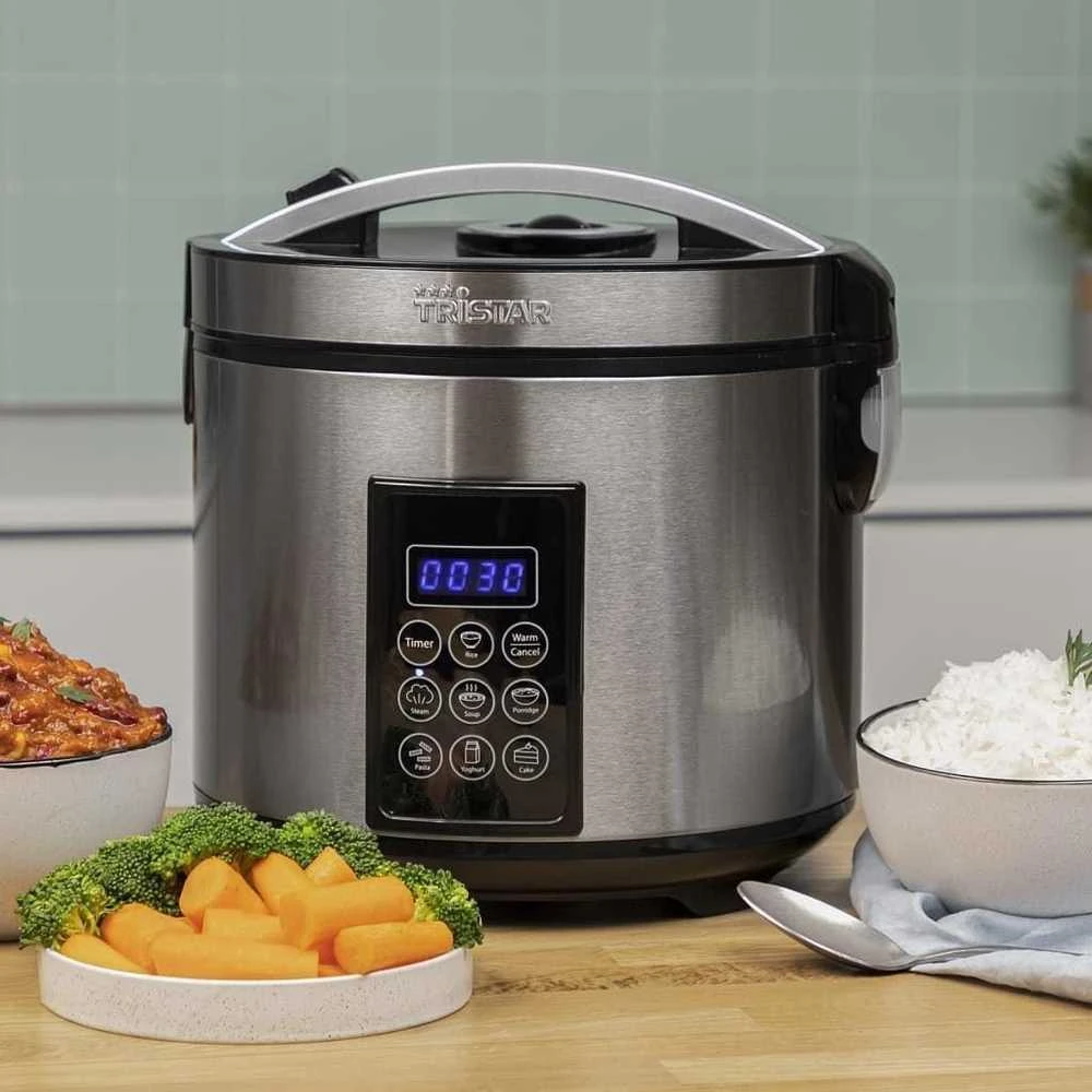Tristar | Skaitmeninis ryžių ir garų virimo aparatas | RK-6138 | 900 W | 2,2 l | Programų skaičius: 7 | Pilkas