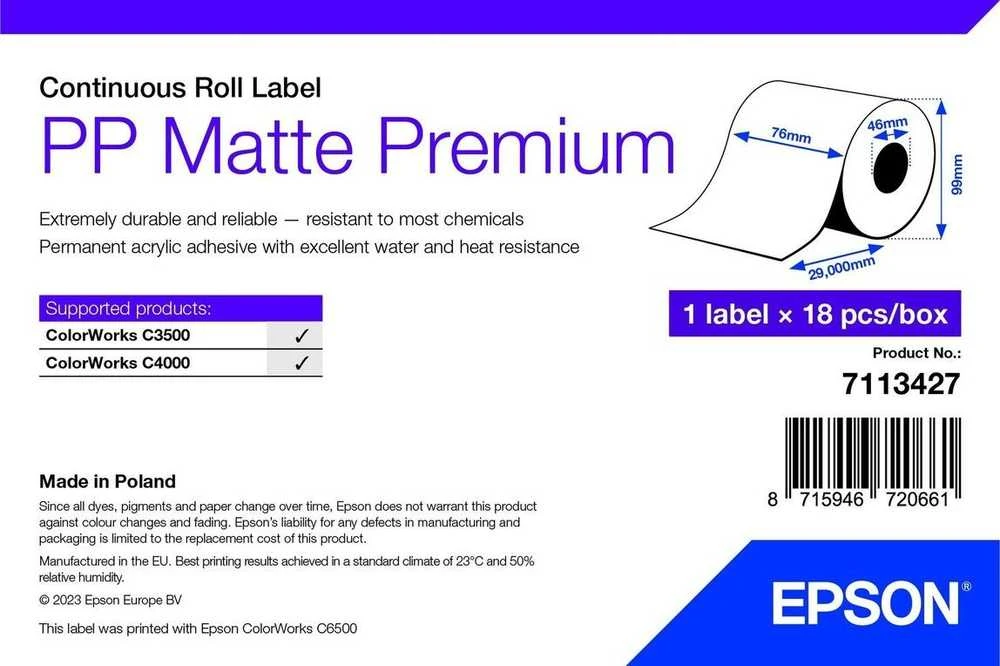 „Triton Epson 7113427“ spausdinamos etiketės, baltos lipnios spausdinimo etiketės