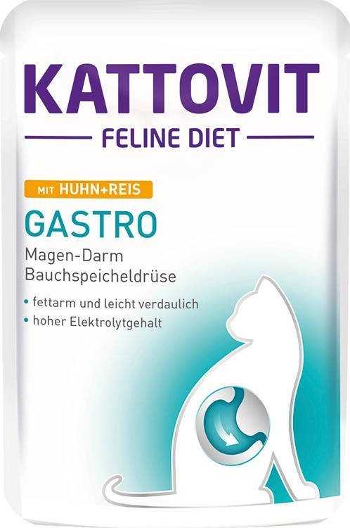 Drėgnas Kačių Maistas - Kattovit Gastro Vištiena Su Ryžiais, 85g