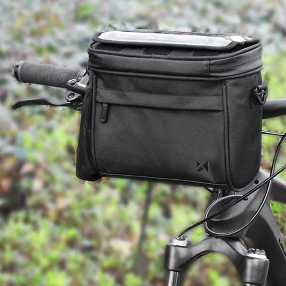 Wozinsky bicycle handlebar bag bike shoulder bag juodos spalvos (WBHBB-01)