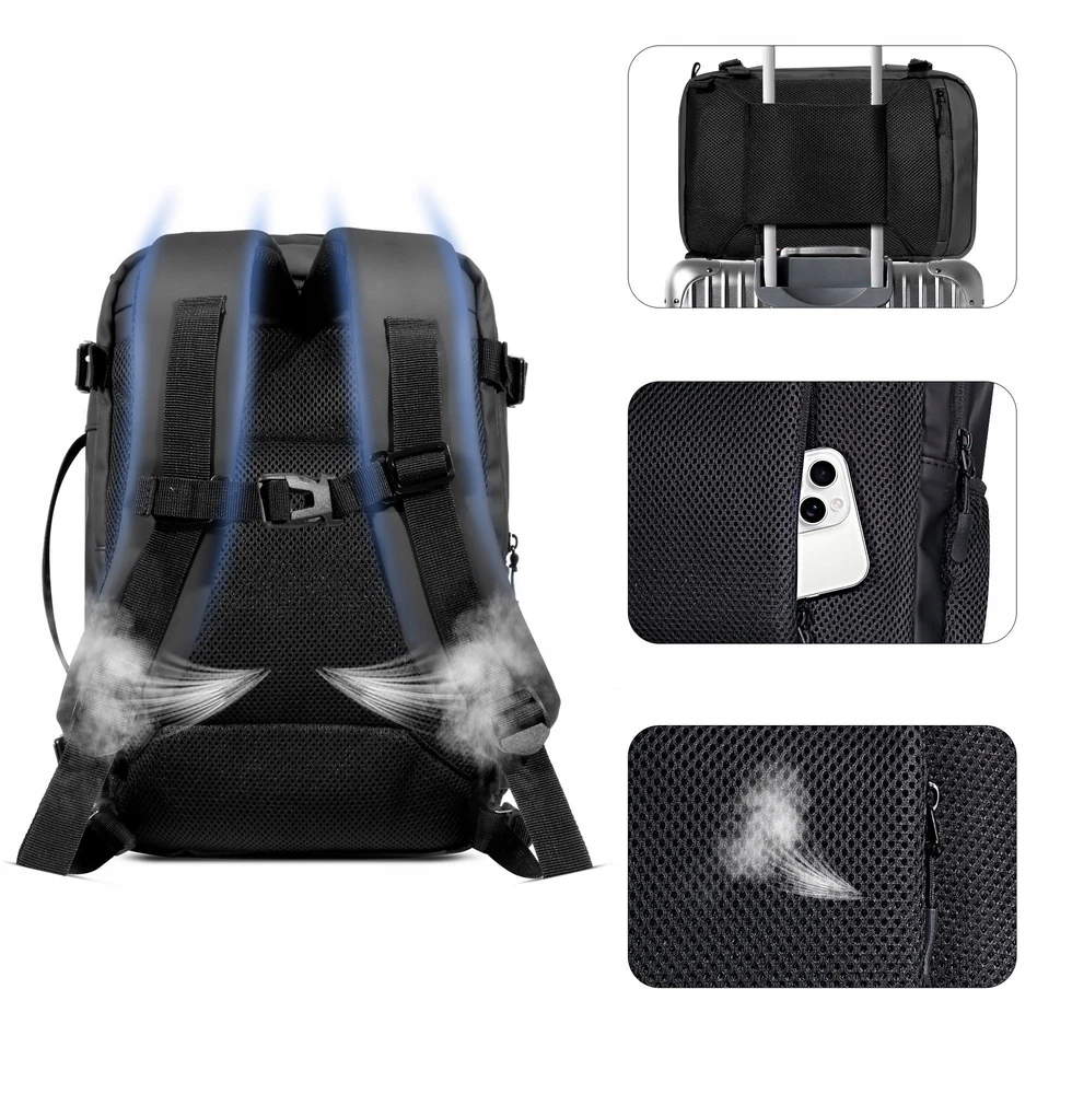 Tech-Protect Defender S50 Backpack for Ryanair & Wizzar, 20L Nešiojamas kompiuteris - Juodas