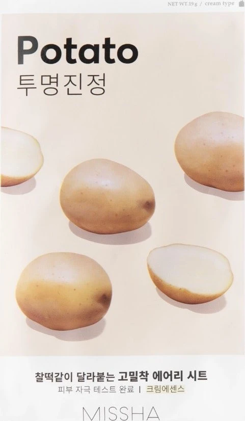 Missha Airy Fit Potato Sheet Mask lakštinė veido kaukė su bulvių ekstraktu, 19 g