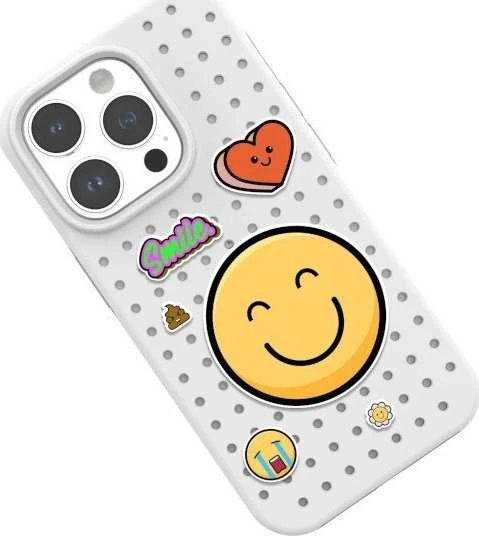 Taškuotas telefono dėklas su jaustukų smeigtukais