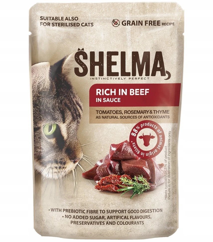Triton Kačių Maistas - SHELMA Rich in jautiena Drėgnas Kačių Maistas 85g