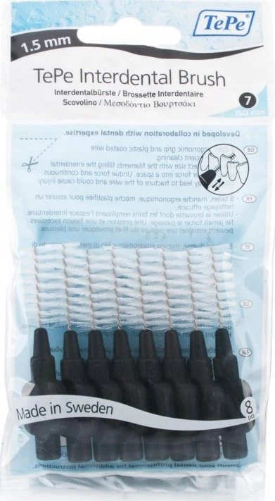 TePe Original tarpdančių šepetėliai 1,5 mm Juoda 8 vnt.
