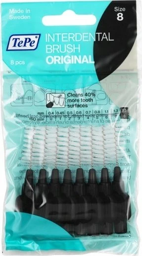 TePe Original tarpdančių šepetėliai 1,5 mm Juoda 8 vnt.